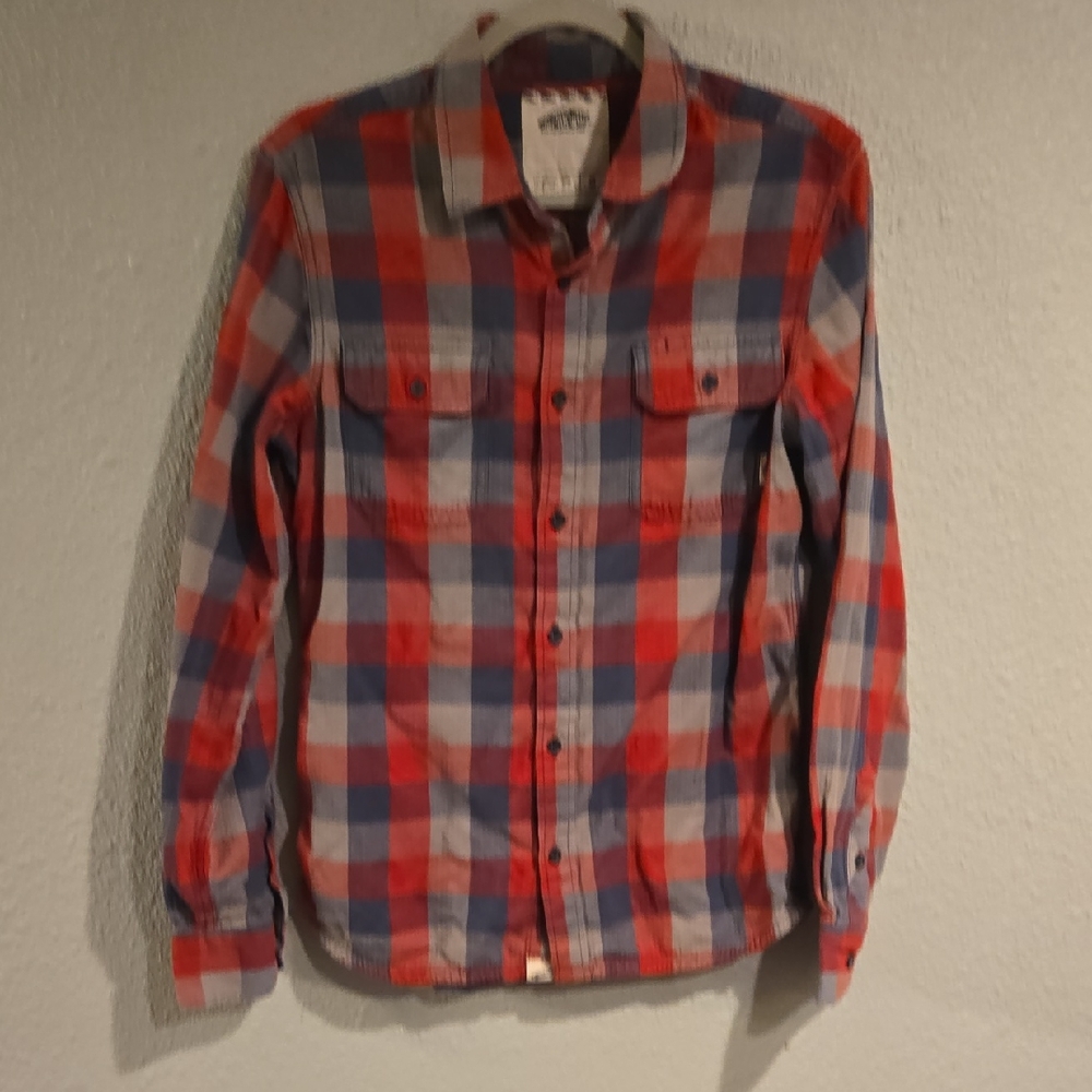 Vans Red and Blue Plaid Casual Button Down Shirt